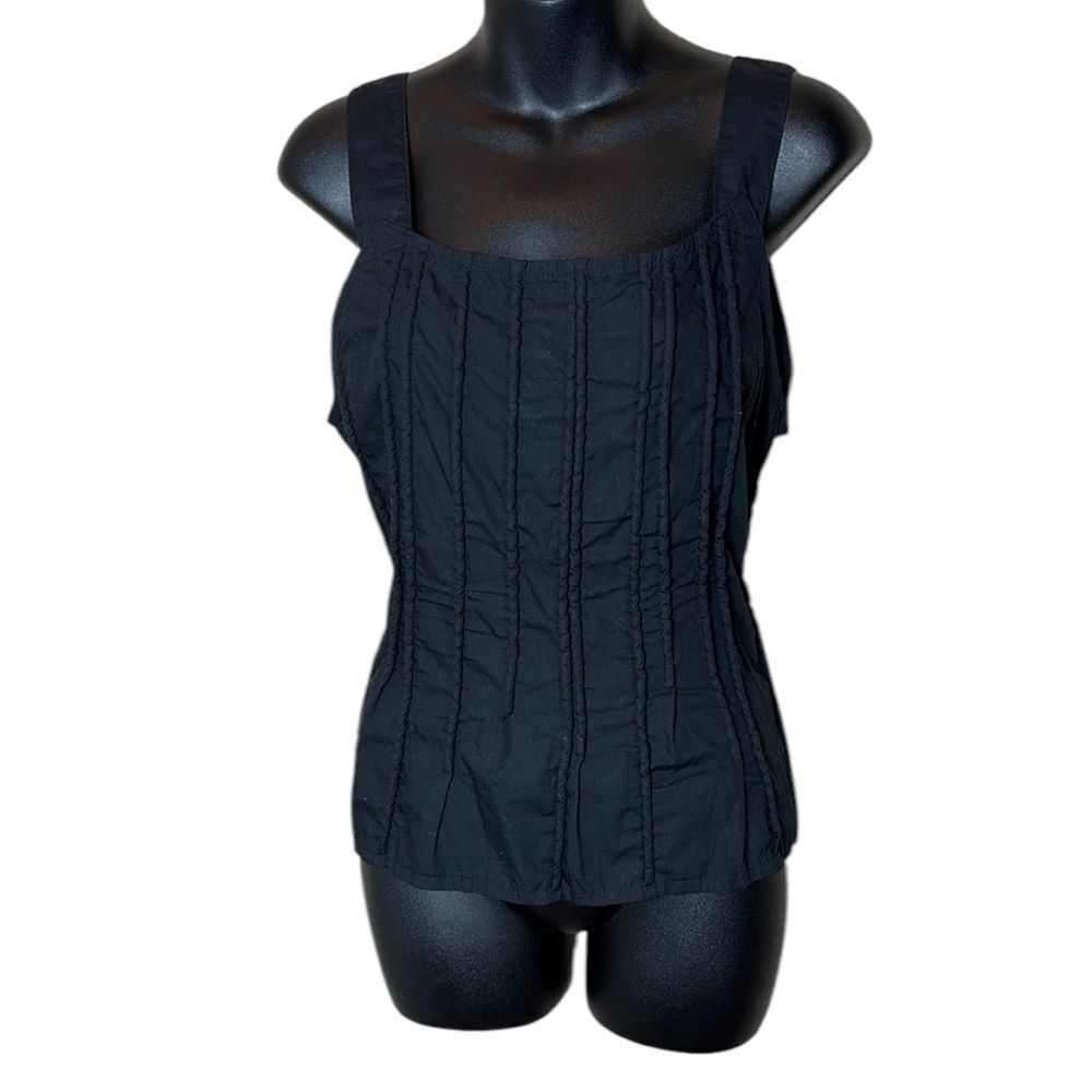 Krista Larson women’s textured black tie back corset look goth tank top one size